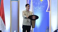 Wakil Presiden (Wapres) Gibran Rakabuming Raka mengajak anak-muda Indonesia untuk bergabung dengan Himpunan Pengusaha Muda Indonesia (HIPMI). (Radityo).