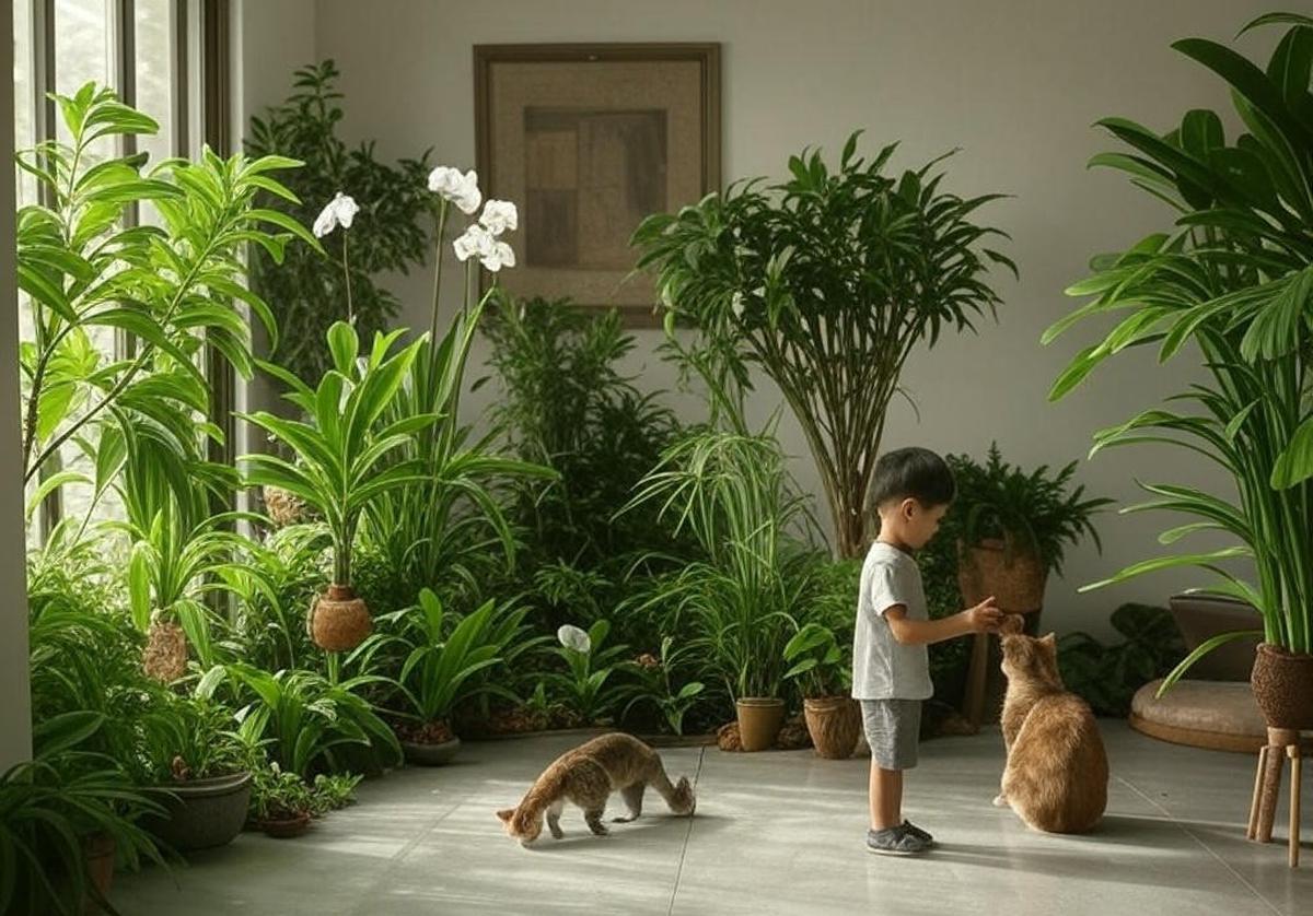Taman dalam rumah yang ramah untuk anak kecil dan hewan peliharaan