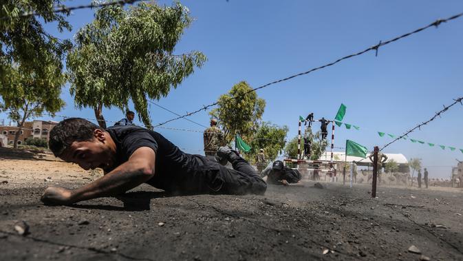 FOTO: Semangat Calon Prajurit Hamas Latihan Militer di Gaza