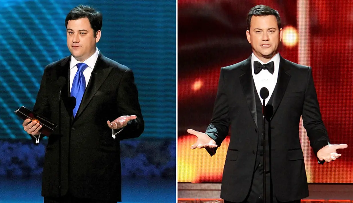 Usai acaranya kedatangan Dr. OZ, Jimmy Kimmel mulai peduli dengan berat badannya. Ia berhasil menurunkan 11kg. (Kevin Winter/Getty Images; Jeff Kravitz/FilmMagic/USMagazine)