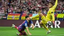 Pertandingan sendiri berakhir dengan keberhasilan Atletico Madrid melaju ke semifinal setelah unggul agregat atas Barcelona, sekaligus mengakhiri langkah Blaugrana di Liga Champions musim ini. (AFP/Javier Soriano)