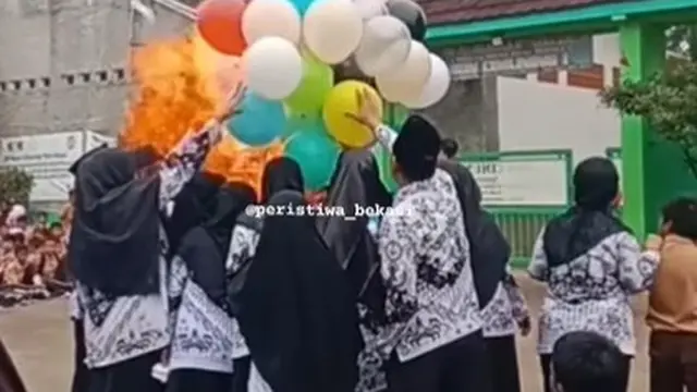 Balon Gas Meledak Saat Hari Guru Nasional  di SDN 1 Cimuning, Mustikajaya, Bekasi, pada Sabtu, 25 November 2023