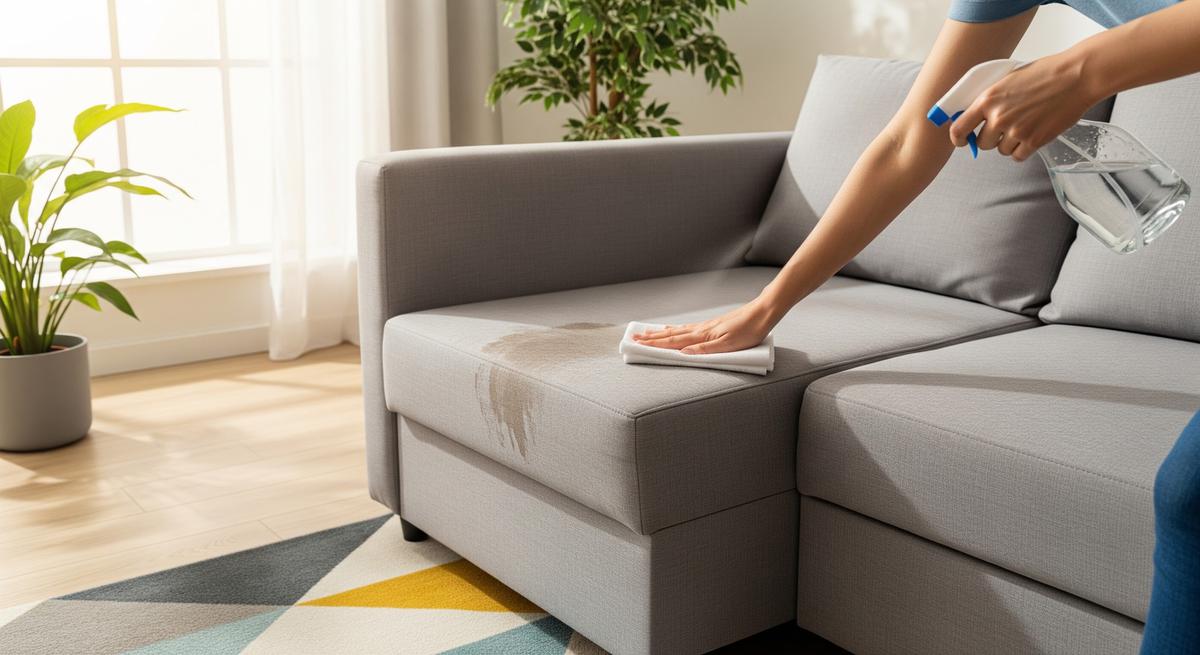 Ilustrasi membersihkan sofa.
