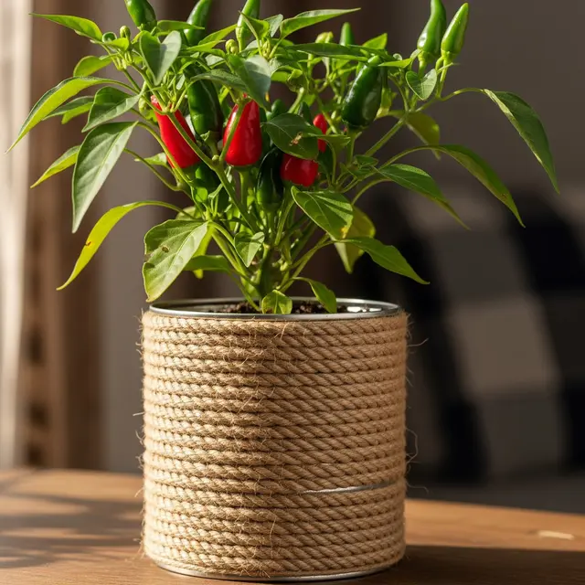 Ide Kebun Cabai di Kaleng Biskuit Bekas Gaya Rustic (AI)