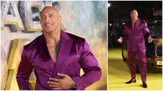 Foto kolase saat Dwayne Johnson berpose untuk fotografer saat tiba pada pemutaran perdana film 'Black Adam' di London, Inggris, 18 Oktober 2022. (Photo by Vianney Le Caer/Invision/AP)