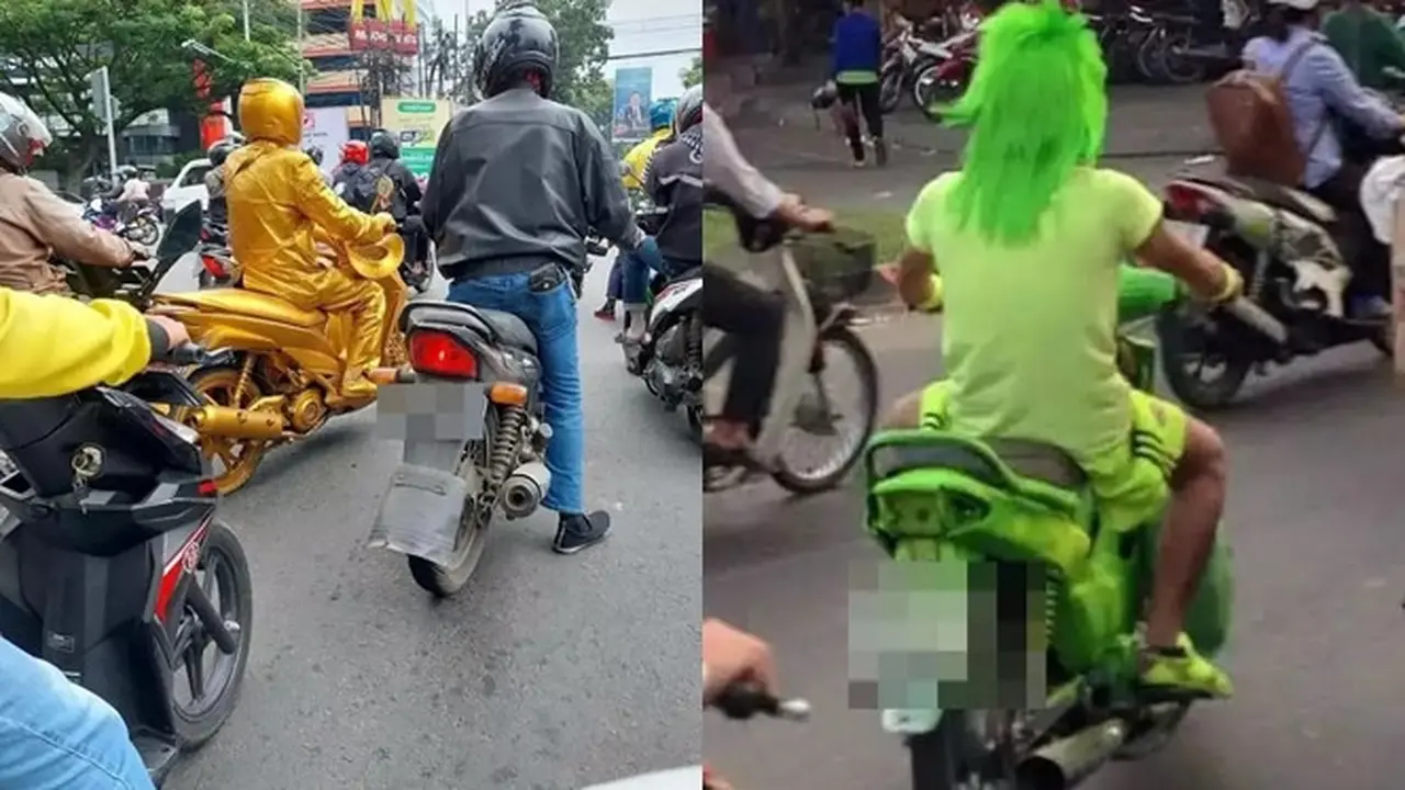 6 Potret Totalitas Pengendara Pakai Baju Warna Sama Kayak Motor Ini Kocak