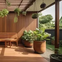 Teras Bernuansa Kayu dengan Sentuhan Alam/AI