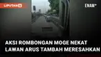 Aksi rombongan moge lawan arus di jalan yang sedang ada perbaikan mengundang perhatian