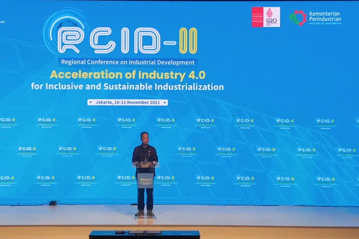 Menteri Perindustrian Agus Gumiwang Kartasasmita pada pembukaan RCID ke dua di Jakarta, Rabu (10/11/2021).
