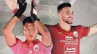 Dua pemain Persija Jakarta menggunakan jersey terbaru: Shahar Ginanjar dan Marko Simic. (Bola.com/Dody Iryawan)