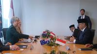 Pertemuan bilateral antara Menlu RI Sugiono dan Menlu Australia Penny Wong di Sydney, Kamis (20/3/2025). (Dok. Kemlu RI)