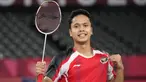 Anthony Sinisuka Ginting berhasil menambah medali perunggu bagi Indonesia setalah mengalahkan wakil Guatemala, Kevin Cordon pada partai perebutan juara tiga bulu tangkis tunggal putra Olimpiade Tokyo 2020. Dirinya berhasil menang dua gim langsung. (Foto: AP/Markus Schreiber)