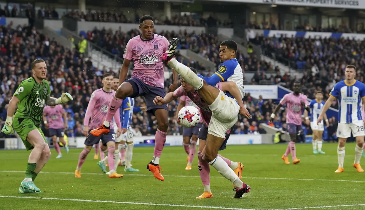 Sementara itu, Brighton mendapat gol hiburan di menit ke-79 berkat Alexis Mac Allister.  (Adam Davy/PA via AP)