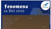 Fenomena langit Matahari dan Planet Merkurius membentuk segitiga terbalik pada 24 Mei 2020. (Instagram pussainsa_lapan)