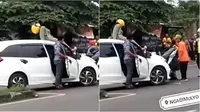 Kecelakaan adu banteng motor vs mobil di Pasuruan (Sumber: TikTok/tanabel_18)