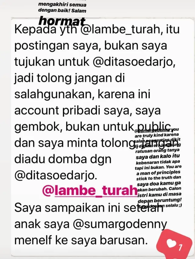 Pesan untuk Denny Sumargo.