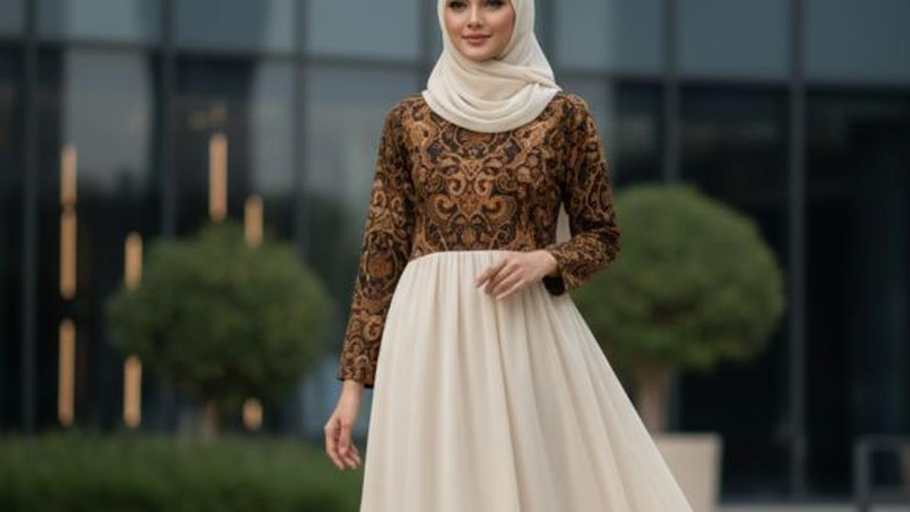7 Model Gamis Terbaru Batik Kombinasi Sifon, Gaya Syar'i yang Berkelas dan Fashionable