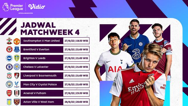 Link Live Streaming Liga Inggris 2022/2023 Pekan Keempat di Vidio, 27 & 28 Agustus 2022