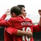 Cristiano Ronaldo dan Wayne Rooney saat masih bersama di Manchester United. (EPA/Magi Haroun)