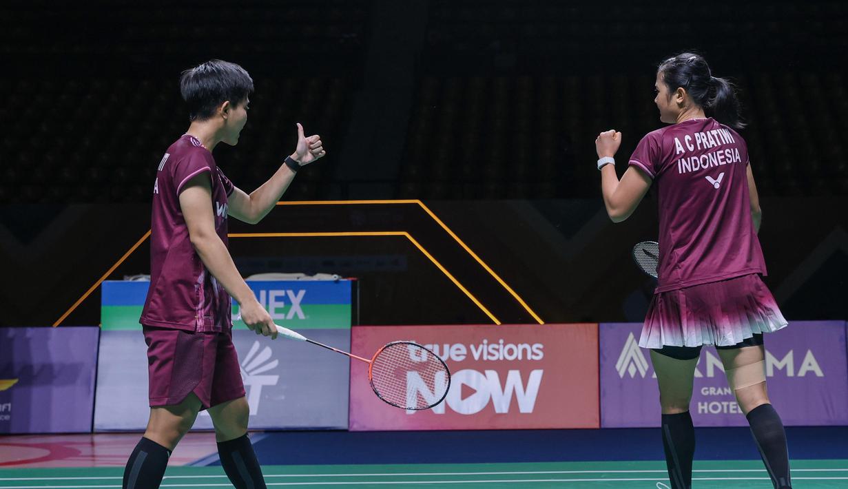 Aksi ganda putri Indonesia, Amalia Cahaya Pratiwi/Siti Fadia Silva Ramadhanti yang tampil di partai final Thailand Masters 2026 melawan wakil China, Bao Li Jing/Li Yi Jing di Stadion Nimibutr, Bangkok, Thailand, Minggu (1/2/2026) siang WIB. (Dok. PBSI)