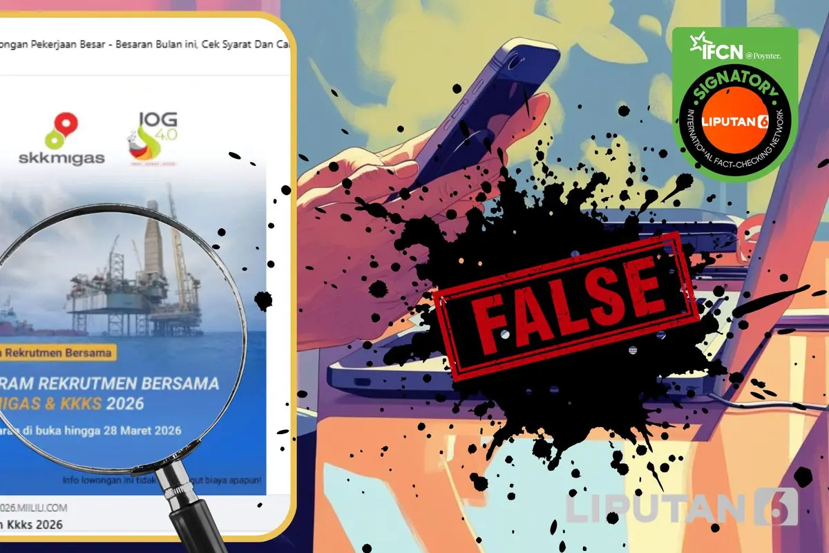 Cek Fakta Liputan6.com menangkap layar klaim link rekrutmen bersama SKK Migas dan KKKS 2026