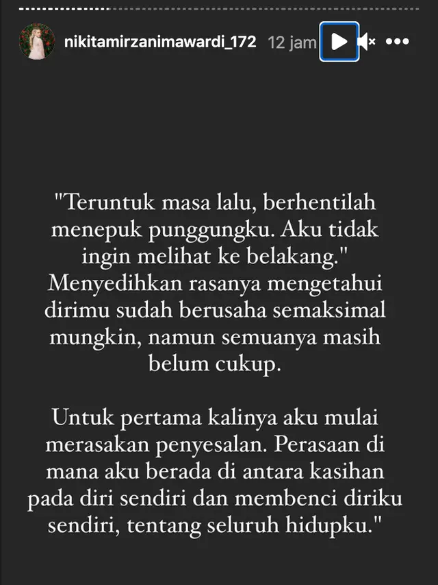 Unggahan Nikita Mirzani. (Foto: Instagram @nikitamirzanimawardi_172)