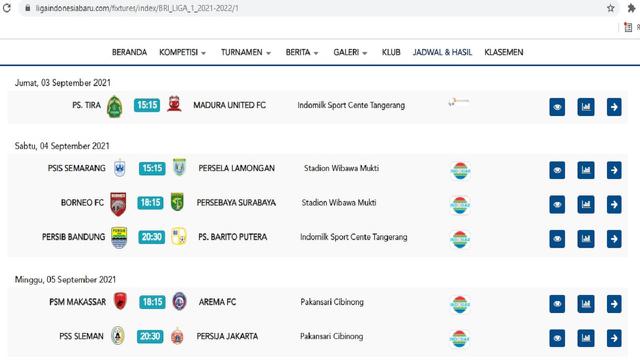 Jadwal BRI Liga 1 pekan pertama di situs PT LIB.