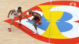 Pada laga kali ini, timnas basket Perancis berhasil meraih kemenangan atas Lebanon dengan skor 85-79. (Liputan6.com/Helmi Fithriansyah)