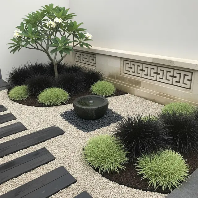 Taman Kering Bernuansa Resort di Lahan Sempit (AI Generated)