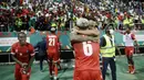 Guinea Ekuatorial juga berhasil menembus ke babak delapan besar Piala Afrika 2021. Guinea Ekuatorial menang adu penalti melawan Mali dengan skor 6-5. (AP/Sunday Alamba)