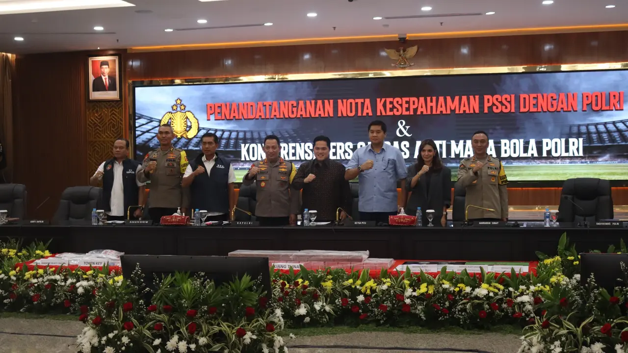 Jumpa pers Satgas Antimafia Bola Polri
