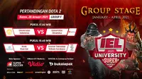 Streaming pertandingan IEL University Super Series 2021 fase Grup F, Kamis (28/1/2021) pukul 17.00 WIB dapat disaksikan melalui platform Vidio, laman Bola.com, dan Bola.net. (Dok. Vidio)