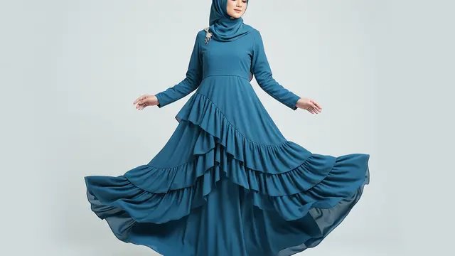 Gamis Ruffle Layer untuk Tampilan Lebih Dinamis