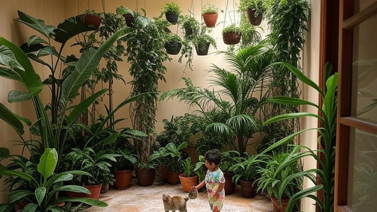 Taman dalam rumah yang ramah untuk anak kecil dan hewan peliharaan
