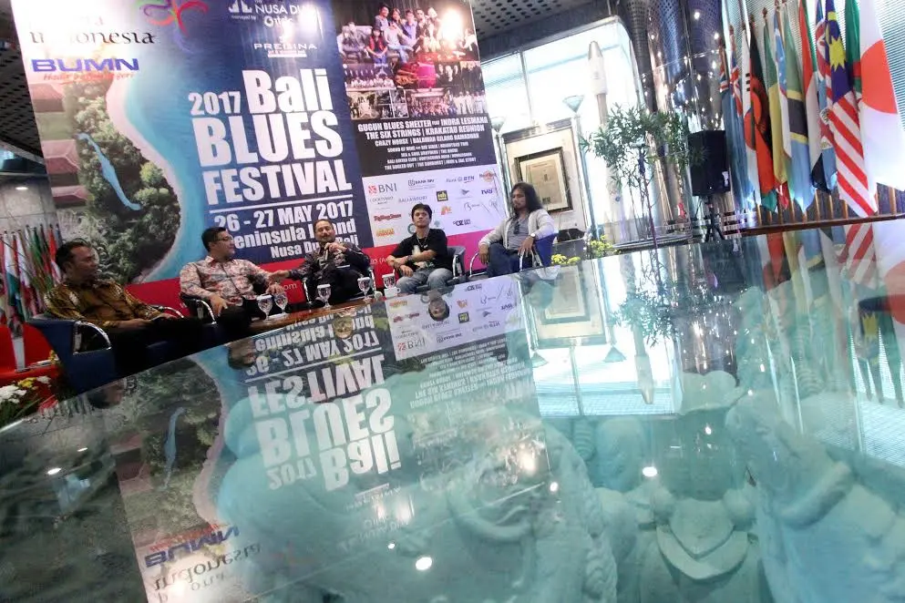 Gugun Blues Shelter di preskon Bali Blues Festival 2017 (Bintang Pictures)