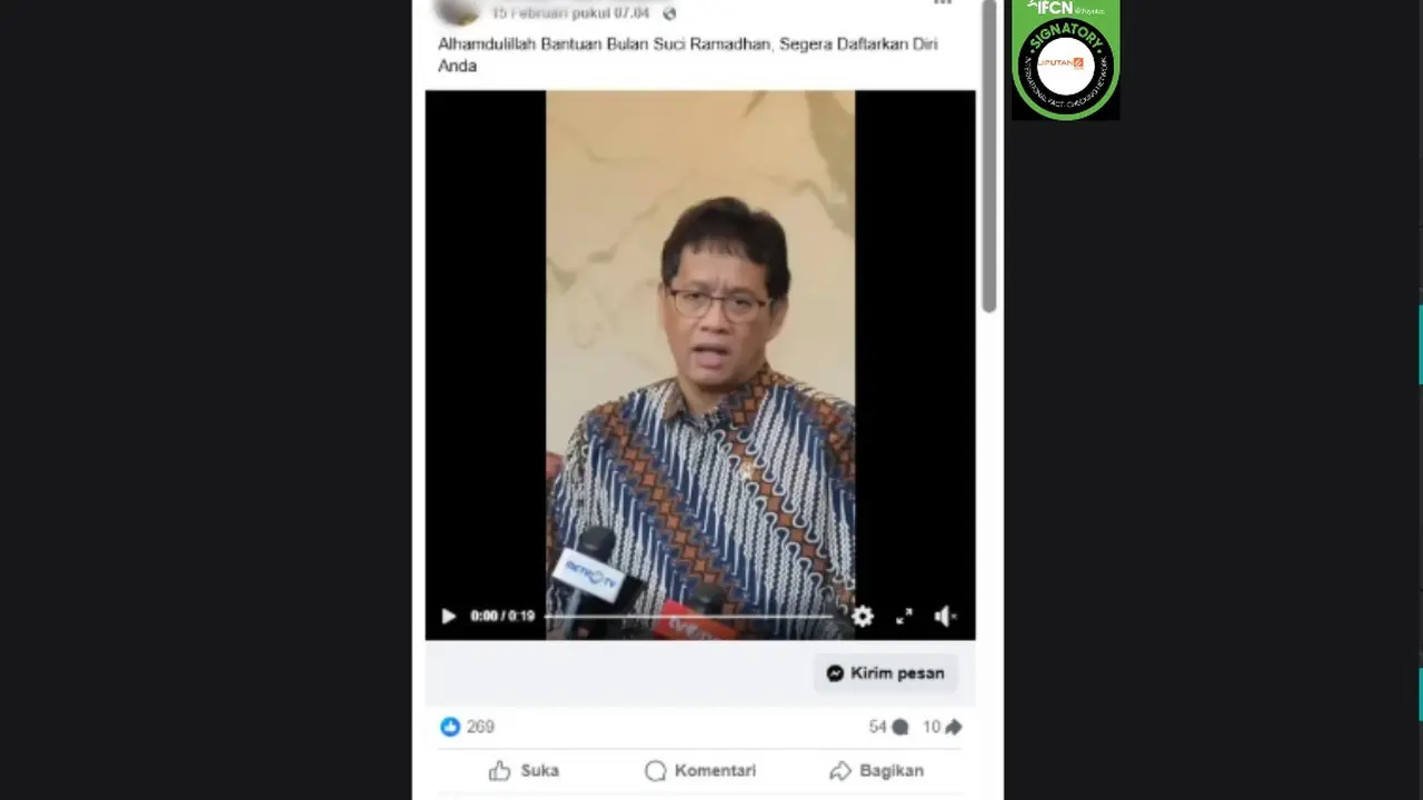 Cek Fakta Liputan6.com mendapati klaim video Menteri Keuangan (Menkeu) Purbaya Yudhi Sadewa mengumumkan bantuan THR
