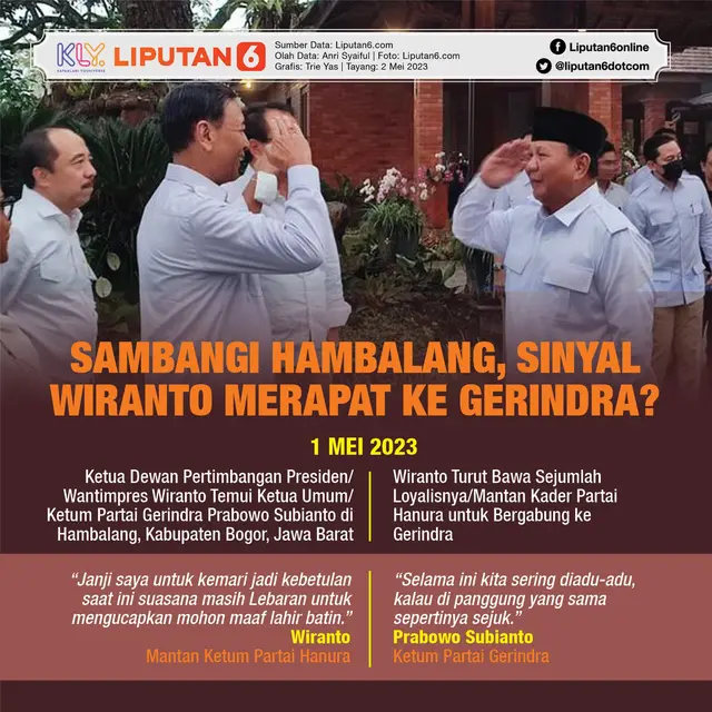 Infografis Sambangi Hambalang, Sinyal Wiranto Merapat ke Gerindra? (Liputan6.com/Trieyasni)