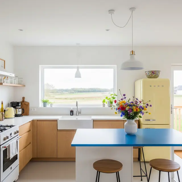 Dapur Minimalis dengan Warna Cerah