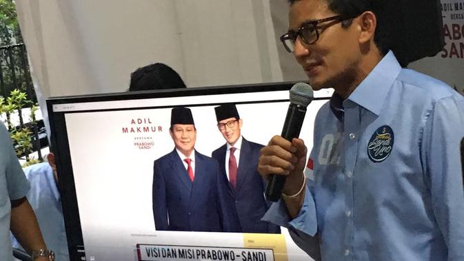 Badan Pemenangan Nasional meluncurkan website Prabowo-Sandi di media center Jalan Sriwijaya I No 35, Kebayoran Baru, Jakarta Selatan. (Liputan6.com/Lizsa Egeham)