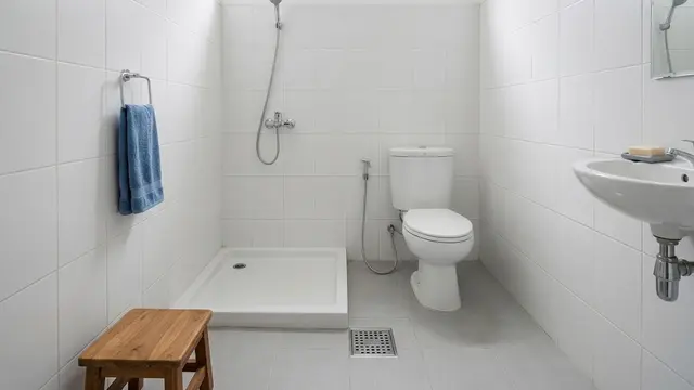 Kamar Mandi Sederhana dengan Drainase dan Sirkulasi Udara Baik