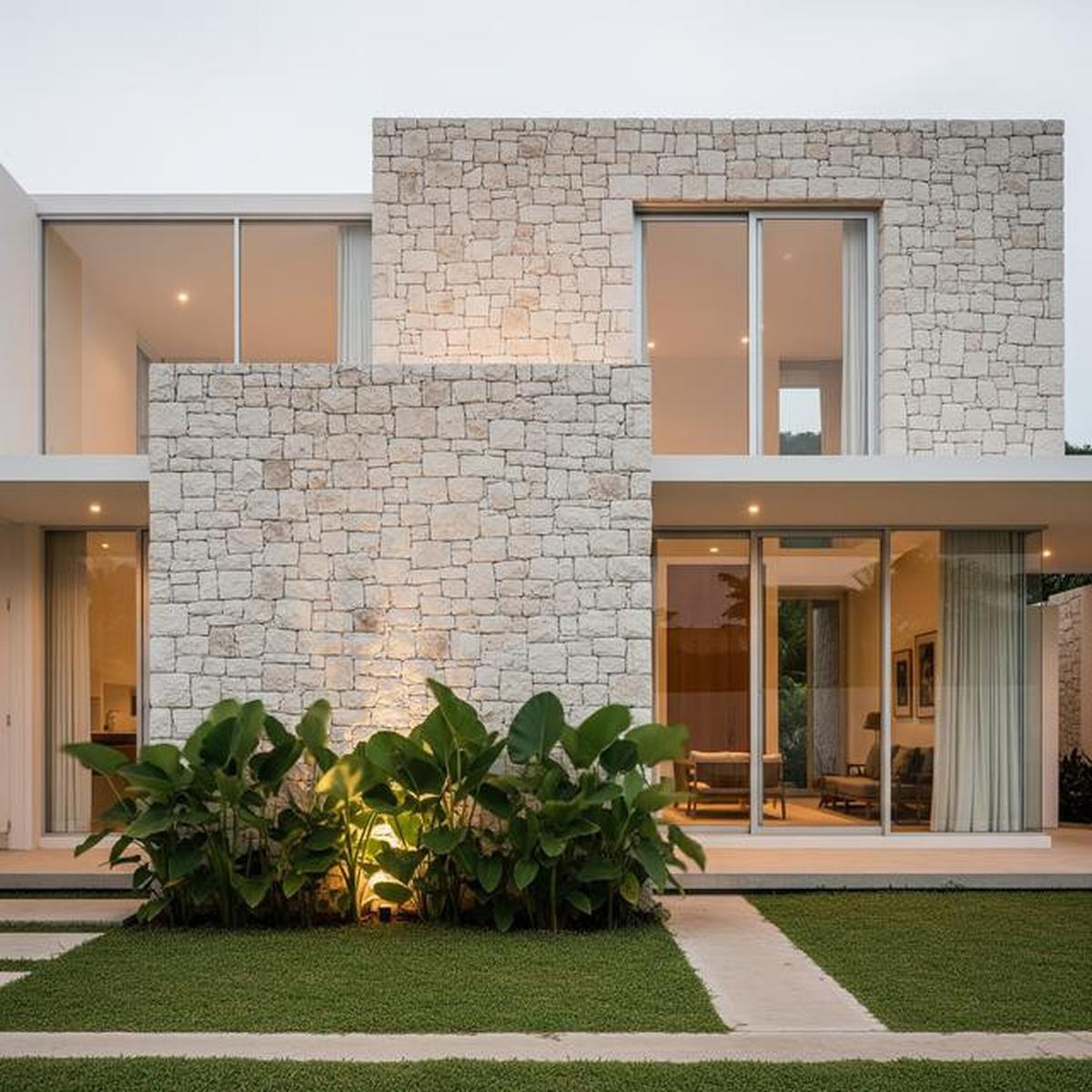 7 Model Rumah Minimalis Batu Alam Tampak Depan dengan Nuansa Natural dan Hangat