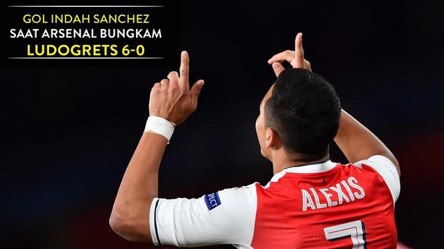 Video gol indah Alexis Sanchez saat Arsenal mengalahkan Ludogorets 6-0 pada matchday ketiga Liga Champions, Kamis (20/10/2016) dinihari WIB
