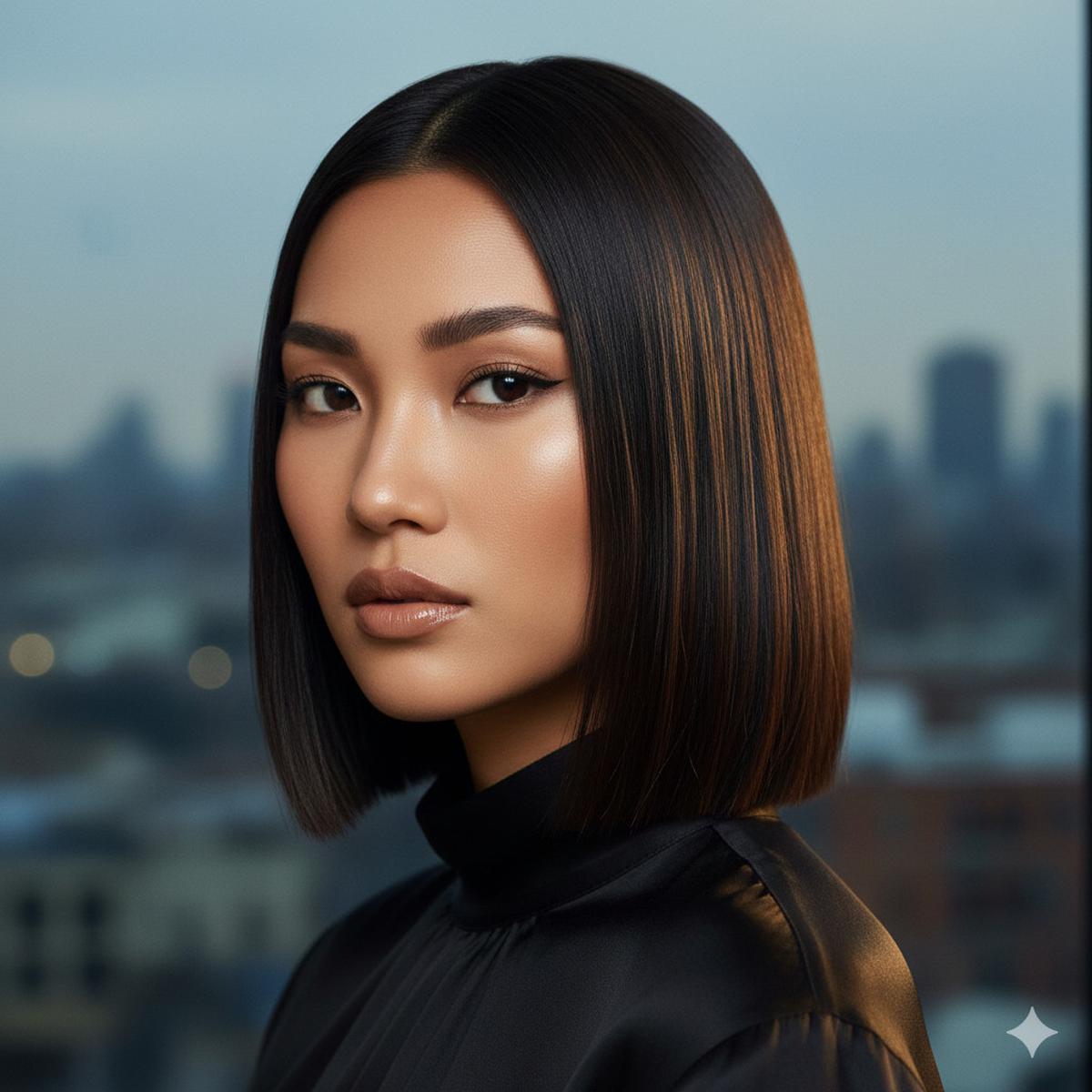 Model Rambut Sleek Straight Sebahu