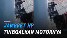 Ada-ada saja aksi kocak jambret yang satu ini karena setelah menjambret handphone justru motornya ditinggal di tempat kejadian.