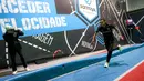 Salah satu pemain Korea-Korea Selecao tampak sedang melakukan latihan di tempat futuristik Footlab di Portugal, Kamis (28/11/2024).