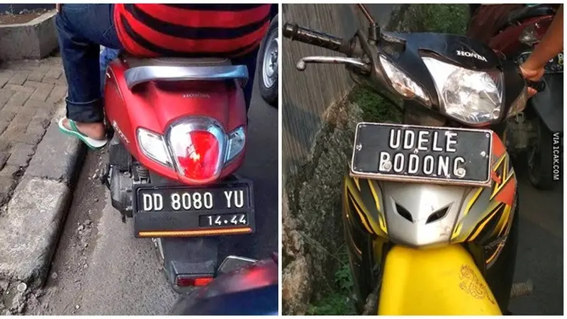 Tulisan Lucu di Plat Motor Ini Bikin Senyum-senyum