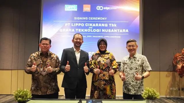 PT Lippo Cikarang Tbk (LPCK) menandatangani perjanjian dengan perusagaan global EdgeConnex untuk penjualan lebih dari 45.000 meter persegi tanah terletak di kawasan Lippo Cikarang Cosmopolis. (Dok LPCK)
