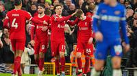 Empat gol Liverpool dicetak oleh Diogo Jota, Conor Bradley, Dominik Szoboszlai, dan Luis Diaz. (AP Photo/Jon Super)