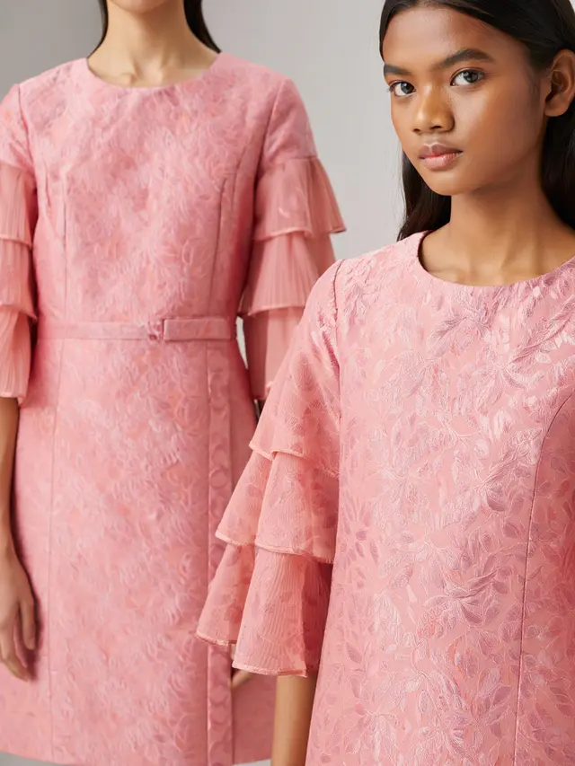 Dress Brokat dengan Aksen Ruffle
