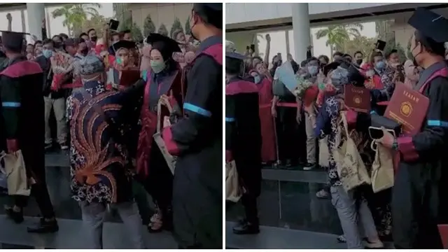 Viral Ayah Berlari Hampiri Anaknya Usai Wisuda Sambil Bawa Bunga, Bikin Haru